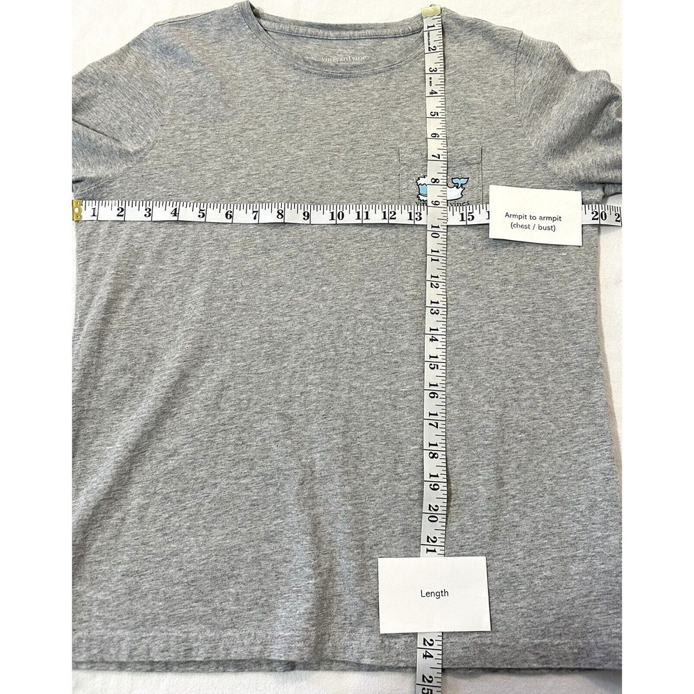 Vineyard Vines Shirt Women's M Yeti Whale Pocket Gray Long Sleeve 100% Cotton - Picture 5 of 7